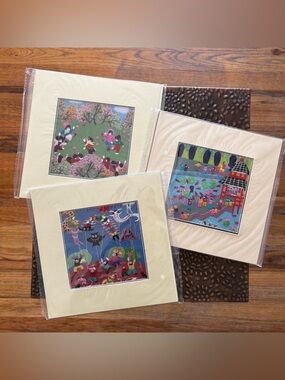 Vintage Hand-stitched Asian Wall Art Silk Embroidery 1950-70s Wall Art Decor